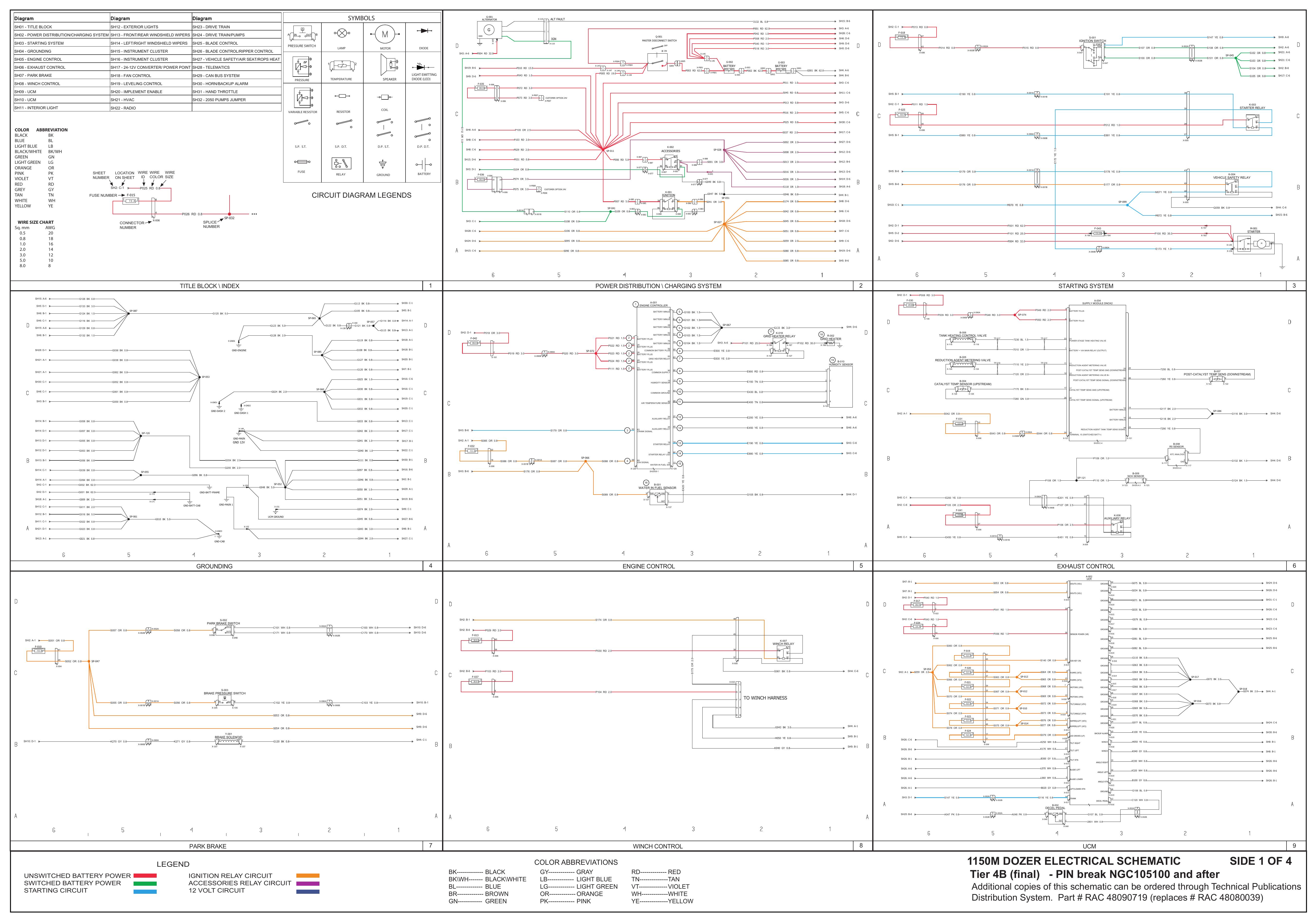 1150M DOZER Tier 4B (final) - PIN break NGC105100 and after  ELECTRICAL SCHEMATIC